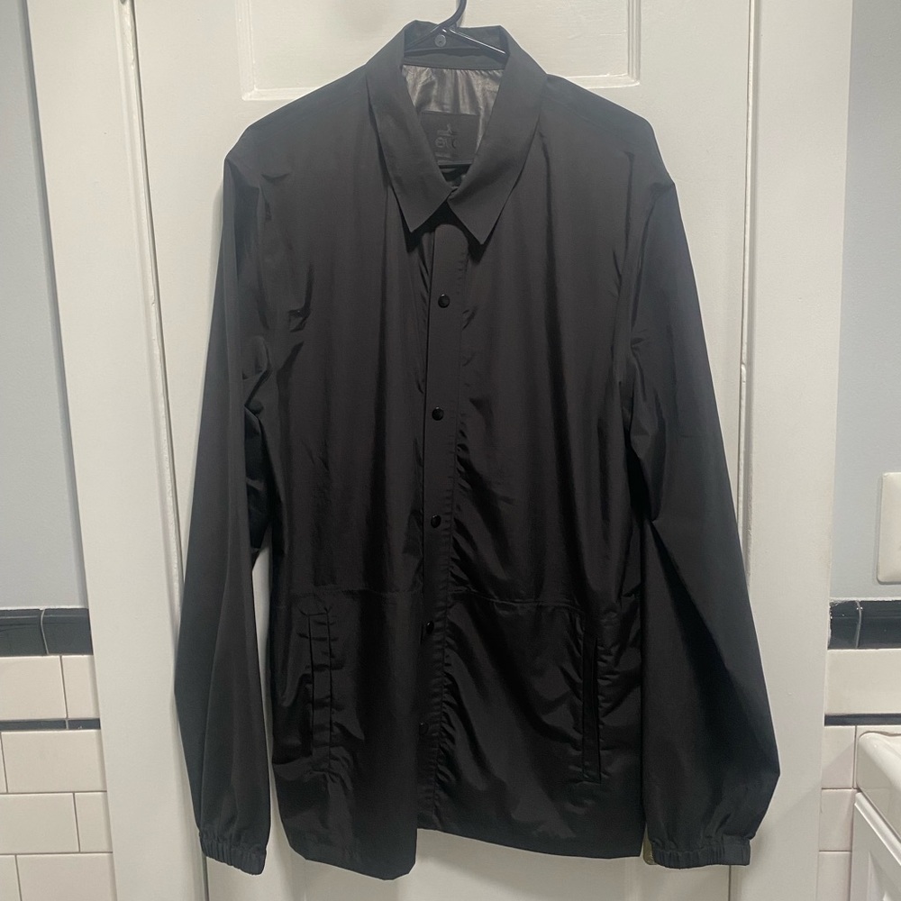 evo black Ballard Coaches Jacket water resistant snap closure windbreaker